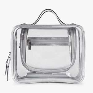 NWT Calpak Medium Clear Cosmetics Case in Silver